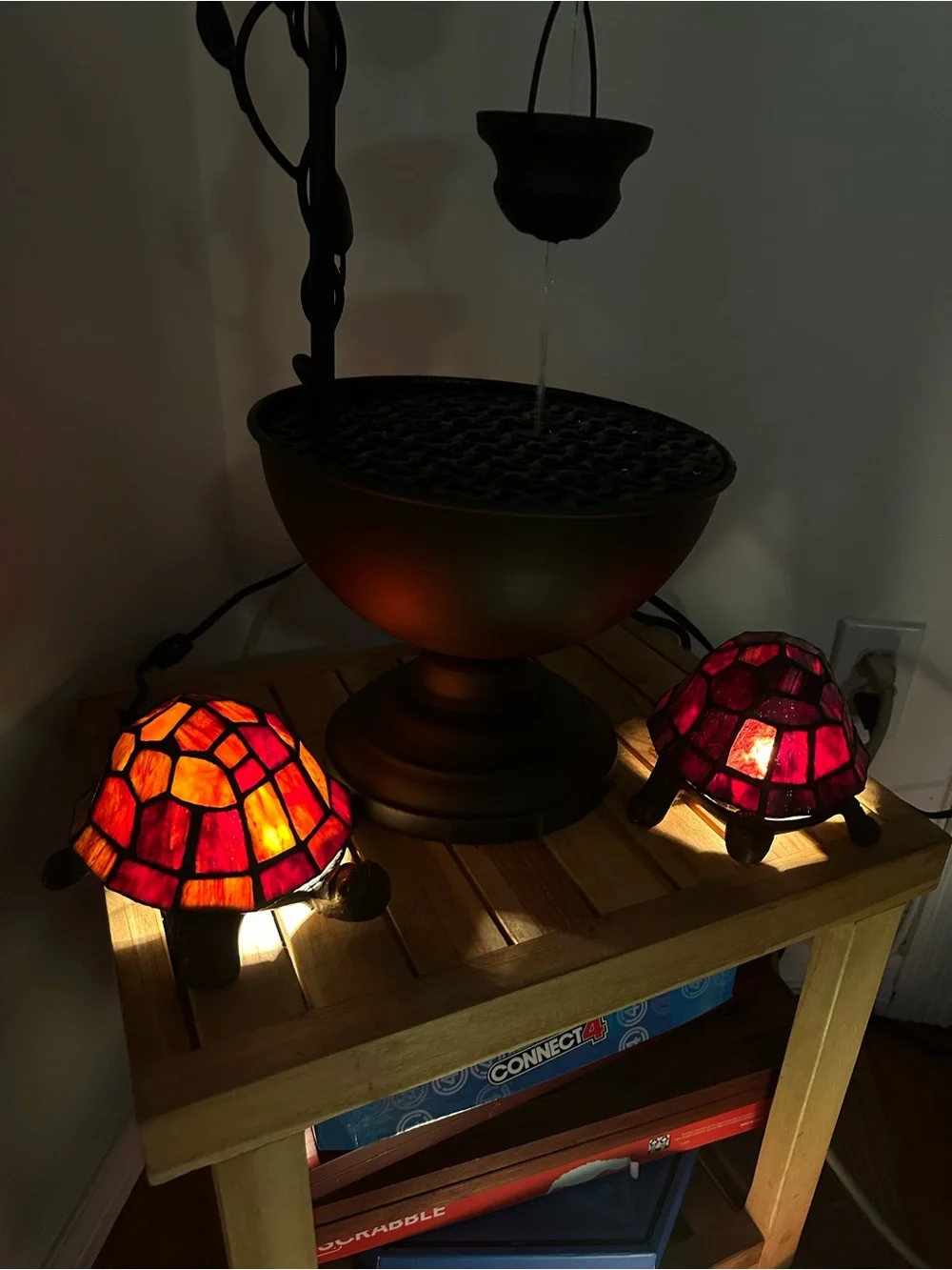 Turtle Tiffany-Style Red Stained Glass Accent Lamp